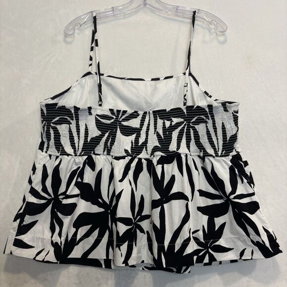Free Assembly Women's Spaghetti Strap White Black Floral Peplum Tank Top XXXL - Picture 6 of 13